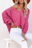 Rose Split V Neck Dolman Top