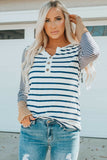 Long Sleeve Stripe Button Henley Top