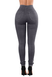 Light Blue High Waist Skinny Jeans with Round Pockets