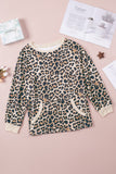 Plus Size Leopard Pullover Top with Pocket
