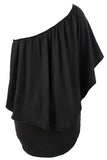 Plus Size Multiple Dressing Layered Dark Blue Mini Poncho Dress