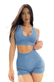 Seamless U-Neck Top and Shorts Yoga Gym Sports Wear
