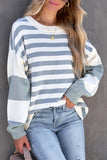 Stripe Drop Shoulder Striped Pullover Sweatshirt