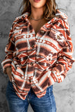 Pink Tribal Print Pocket Buttoned Sherpa Jacket