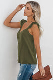 V Neck Flutter Lace Flowy Tank Tops