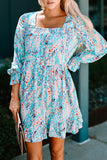 Ruffled Square Neck Floral Dress