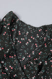 Floral Print Belted Ruffled V Neck Sleeveless Top