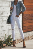 Khaki Zipped Notch Collar Short Jacket