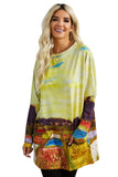 Star Printing Long Sleeve Tunic Top With Two Side Pockets