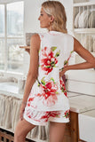 Floral Print Tank Top and Shorts Homesuit