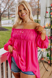 Rose Plus Size Smocked Bust Off-the-shoulder Blouse