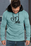 Valentine Love Heart Print Color Block Men's Pullover Hoodie