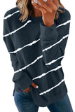 Striped Tie-dye Print Navy Sweatshirt with Slits