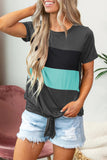 Color Block Panel Front T-shirt with Knot