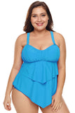 Pleated Detail Plus Size Two Piece Swimsuit