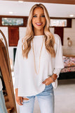 White Smocked Cuffs Shift Blouse