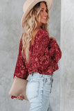 Square Neck Floral Crop Blouse