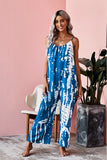 Spaghetti Strap Tie Dye Baggy Long Pants Romper