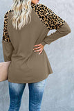Leopard Stitching Long Sleeve Top