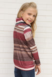 Cowl Neck Girl's Striped Sweatshirt