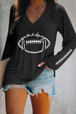 Football Soccer V Neck Long Sleeve T-Shirts