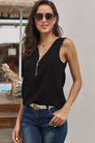 Zip Neckline Sleeveless Shirt Tank
