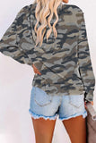 Olive Camo Print Zip Up Hooded Jacket