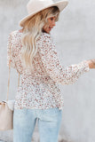 Floral Print Front Tie Ruffled Long Sleeve Blouse