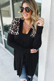 Leopard Detail Plus Size Cardigan
