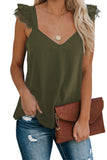 V Neck Flutter Lace Flowy Tank Tops