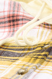 color Plaid Print Pocket Drawstring Hooded Jacket