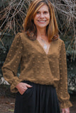 Polka Dot Print Deep V Neck Blouse