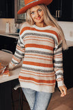 Block Striped Drop Shoulder Knit Sweater