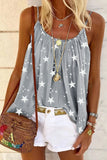 Khaki Leopard Print Spaghetti Strap Pleated Flowing Tank Top