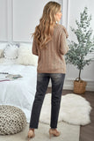 Ruffled Buttoned Open Front Knitted Sweater