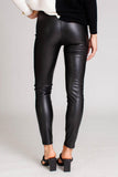 Black Exposed Seam Detail Faux Leather Pants