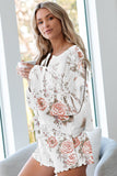 Floral Print White Knit Lounge Set