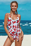 Scoop Neck High Cut One-piece Swimsuit with Sash