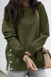 Casual Slit Side Button Long Sleeves Sweatshirt