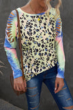 Tie-dyed Print Cut-out Long Sleeve Top