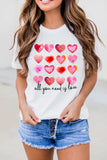 Be Kind Heart Print O-Neck T-shirt