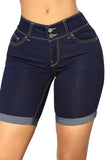 Roll Up Cuffs Dark Denim Bermuda Shorts