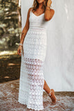 Spaghetti Straps Lace Lined Maxi Dress with Slits