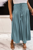 Drawstring Smocked High Waist A-line Skirt