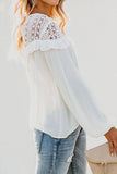 Hollow-out Ruffle Long Sleeve Blouse