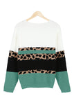 Print Color Block V Neck Sweater