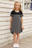 Colorblock Patchwork Striped Girls’ Dress