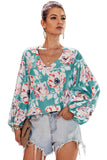 Boho Print Balloon Sleeve Blouse