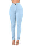 Light Blue High Waist Skinny Jeans with Round Pockets