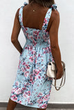 Tie Straps Smocked Floral Dress